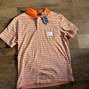 Men's Saddlebred Orange & Blue Striped Comfort Flex Polo M